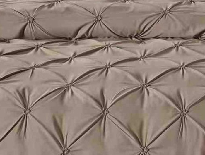 Lenjerie de Pat Bumbac Finet, Pat Dublu, 6 Piese, Cearceaf cu Elastic, cu Pliuri - Cappuccino [3]