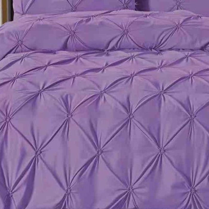 Lenjerie de Pat Bumbac Finet cu Pliuri, Pat Dublu, 6 Piese, Cearceaf cu Elastic - Lila [3]