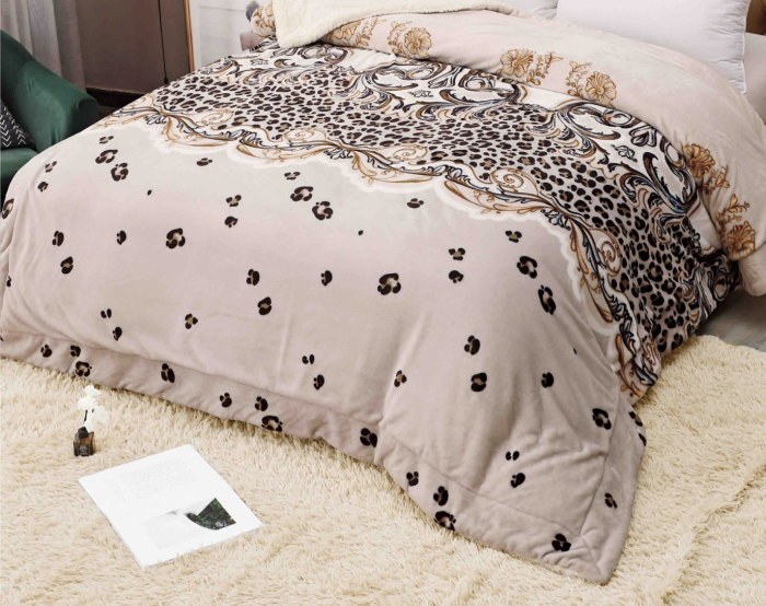 Patura Cocolino cu Blanita, 200x230 cm - Crem, Leopard [2]