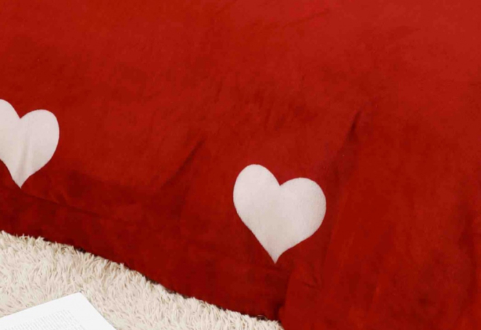 Patura Cocolino cu Blanita, 200x230 cm - Rosu, Inimi [3]