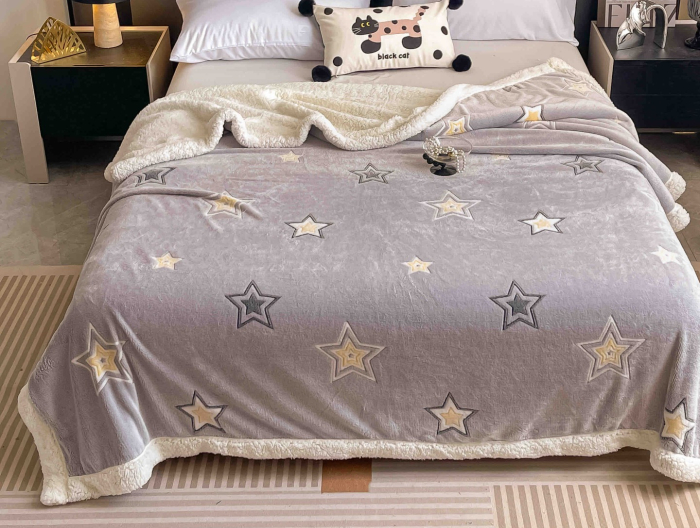Patura Cocolino cu Blanita, 200x230 cm - Lila, Stele [2]