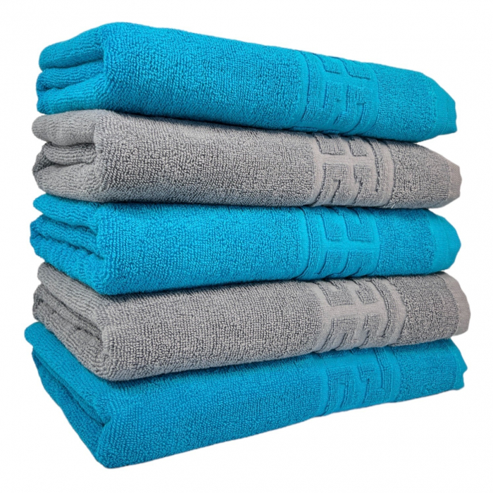 Set 5 Prosoape Baie, Bumbac 100% Gri,Bleu [1]