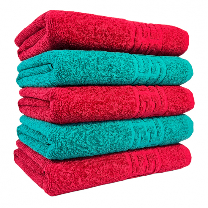 Set 5 Prosoape Baie, Bumbac 100% Verde,Rosu [1]