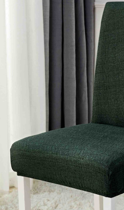 Huse Scaune Microfibra, Elastice, Lavabile, Set 6 Bucati - Verde Inchis [3]