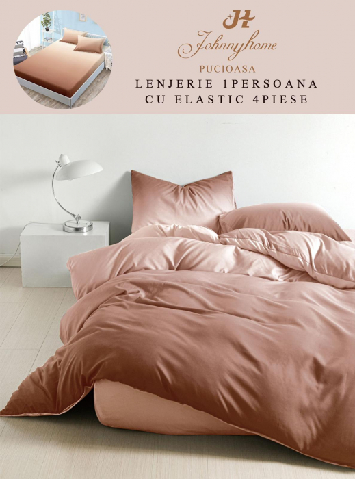 Set Lenjerie De Pat 1 Persoana, 4 piese, cu ELASTIC - RL-1PEJH-3 [1]