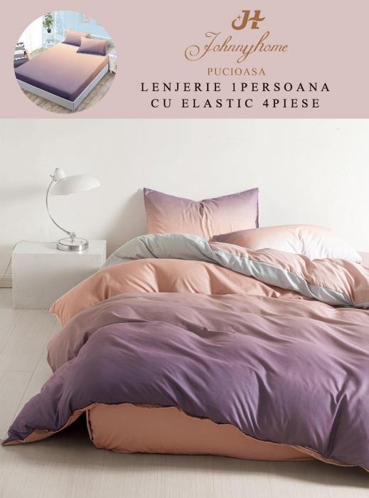 Set Lenjerie De Pat 1 Persoana, 4 piese, cu ELASTIC - RL-1PEJH-5 [1]