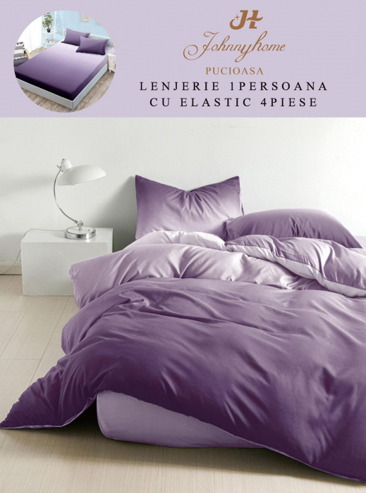 Set Lenjerie De Pat 1 Persoana, 4 piese, cu ELASTIC - RL-1PEJH-6 [1]