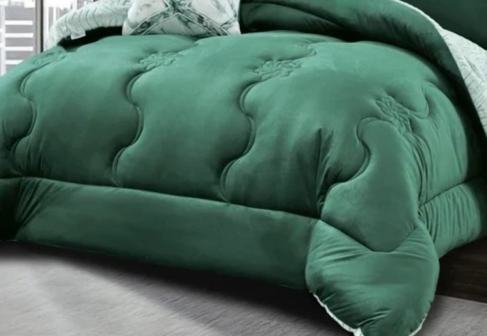 Lenjerie de Pat Cocolino cu Pilota si Blanita, Pat Dublu, 6 Piese, cu Elastic - Verde [4]