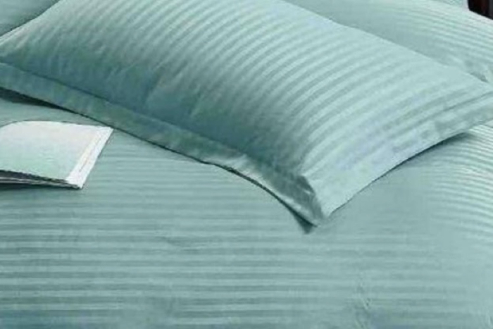 Lenjerie de Pat Bumbac Damasc Finetat, 1 Persoana, 4 Piese - Bleu [3]