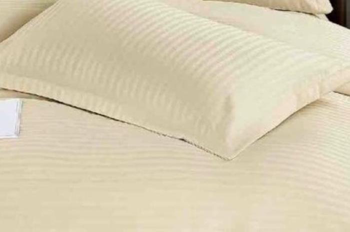 Lenjerie de Pat Bumbac Damasc Finetat, 1 Persoana, 4 Piese - Crem [3]