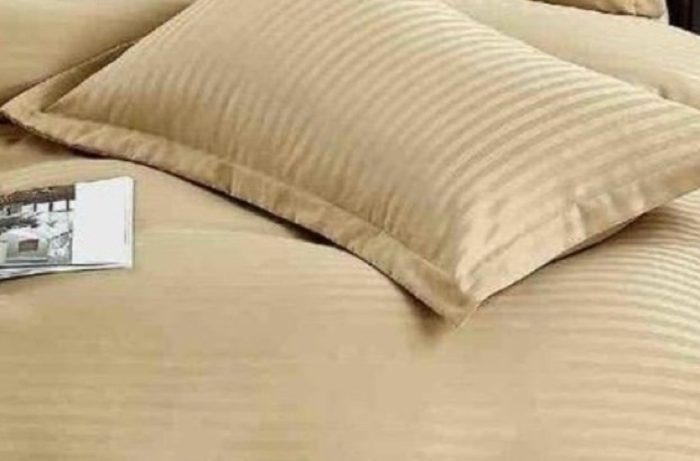 Lenjerie de Pat Bumbac Damasc Finetat, 1 Persoana, 4 Piese - Mustar [3]