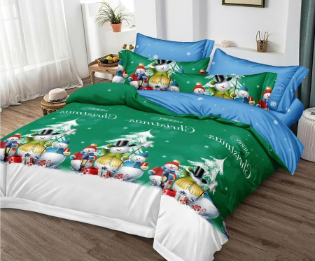 Produse pentru craciun - Lenjerie Din Bumbac Tip Finet 6 Piese Pentru Pat Dublu - Colectia Craciun
