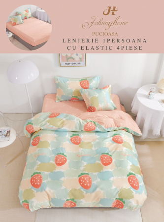 LENJERII DE PAT COPII & 1 PERSOANA - Set Lenjerie De Pat 1 Persoana, 4 piese, cu ELASTIC