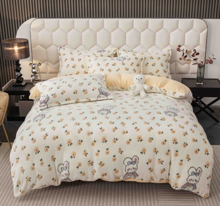 Lenjerii de pat - Lenjerie Pat Dublu Cocolino 4 Piese, Cu Elastic – Calduroasa Si Moale