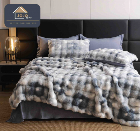 Lenjerii de pat - Lenjerie De Pat Pufoasa Rabbit Luxury Edition, 6 Piese, Gri, RL-LCI-1