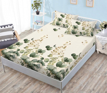 OFERTE SPECIALE - Husa de pat cu elastic din Bumbac Finet + 2 Fete de Perna