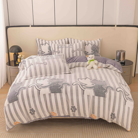 Lenjerii de pat - Lenjerie Pat Dublu Cocolino 4 Piese, Cu Elastic – Calduroasa Si Moale