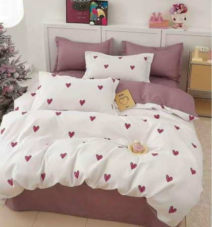 Lenjerii Bumbac Finet Cu Elastic - Lenjerie Pat Dublu, Bumbac Finet, 6 Piese, CU ELASTIC