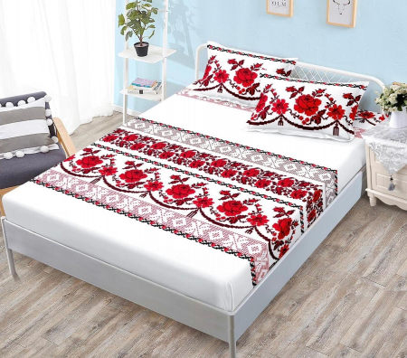 HUSE DE PAT - Husa de pat cu elastic din Bumbac Finet + 2 Fete de Perna