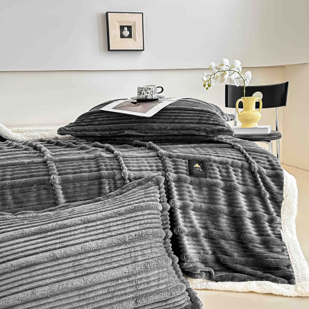 Patura Cocolino Cu Blanita + 2 Fete Perna - Gri Inchis [3]