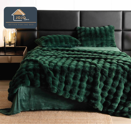 Lenjerii de pat - Lenjerie De Pat Pufoasa Rabbit Luxury Edition, 6 Piese, Verde Smarald