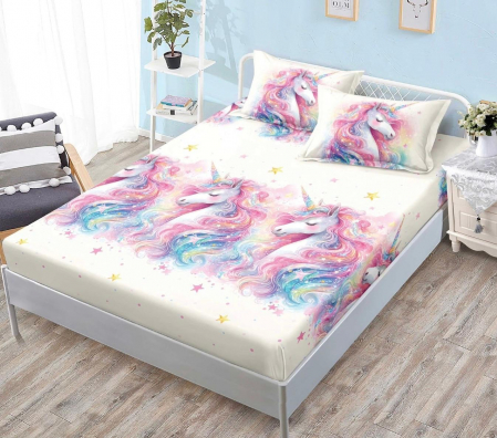 OFERTE SPECIALE - Husa de pat cu elastic din Bumbac Finet + 2 Fete de Perna