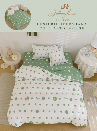 LENJERII DE PAT COPII & 1 PERSOANA - Set Lenjerie De Pat 1 Persoana, 4 piese, cu ELASTIC