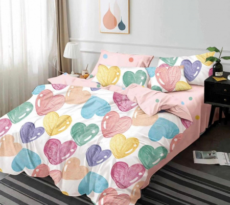 Lenjerii Bumbac Finet Fara Elastic - Lenjerie Din Bumbac Tip Finet 6 Piese Pentru Pat Dublu