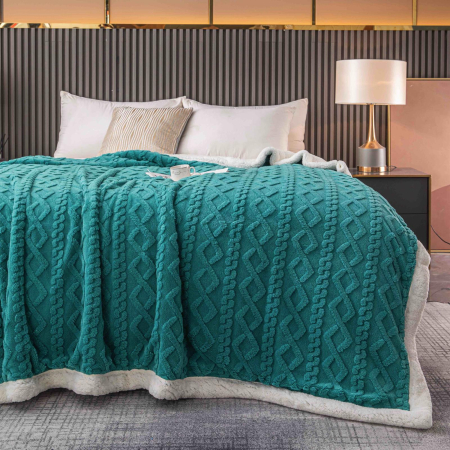 Paturi Cocolino Cu Blanita - Patura Cocolino Cu Blanita Imprimeu Tip Tricotaj