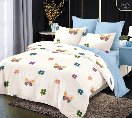 Lenjerii Bumbac Finet Fara Elastic - Lenjerie Din Bumbac Tip Finet 6 Piese Pentru Pat Dublu