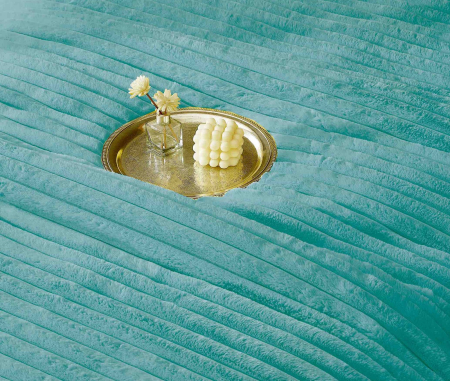 Lenjerie de pat cu Pilota Inclusa , Cearceaf cu Elastic, 6 Piese, Blană de Iepure Artificială - Turcoaz [2]