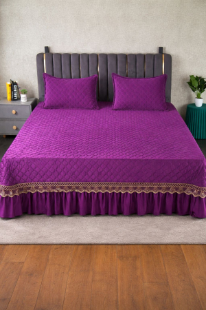 Cuverturi Catifea 3 Piese - Cuvertura Pat 2 Persoane Din Catifea De Lux 3 Piese - Mov