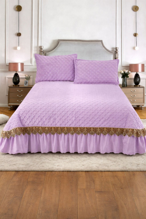 Cuverturi Catifea 3 Piese - Cuvertura Pat 2 Persoane Din Catifea De Lux 3 Piese - Lila
