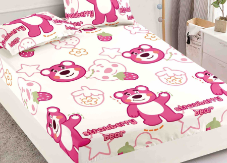 Husa De Pat Cu Elastic 90x200 Bumbac Finet + 2 Fete De Perna [1]