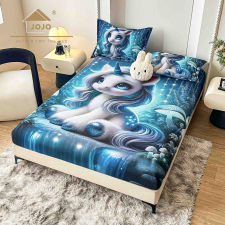 Huse De Pat Bumbac Tip Finet 5D - Husa De Pat Cu Elastic  Bumbac Finet 5D + 2 Fete De Perna