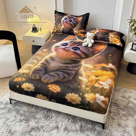 Huse De Pat Bumbac Tip Finet 5D - Husa De Pat Cu Elastic  Bumbac Finet 5D + 2 Fete De Perna