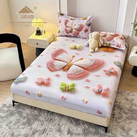 Huse De Pat Bumbac Tip Finet 5D - Husa De Pat Cu Elastic  Bumbac Finet 5D + 2 Fete De Perna