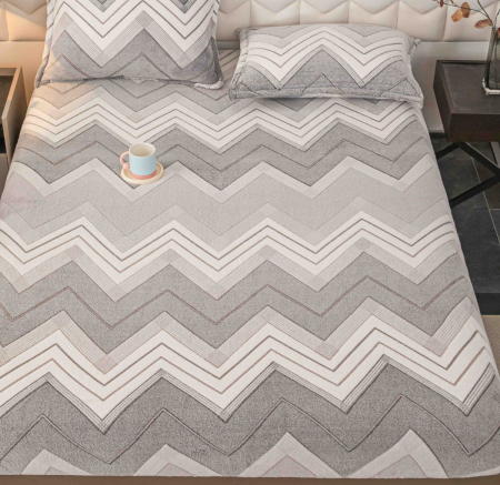 Husa de Pat Cocolino, 180x200, cu Elastic - Gri, Zigzag [1]