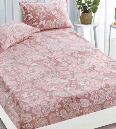 Husa de Pat Cocolino, 180x200, cu Elastic - Roz, Damasc [1]