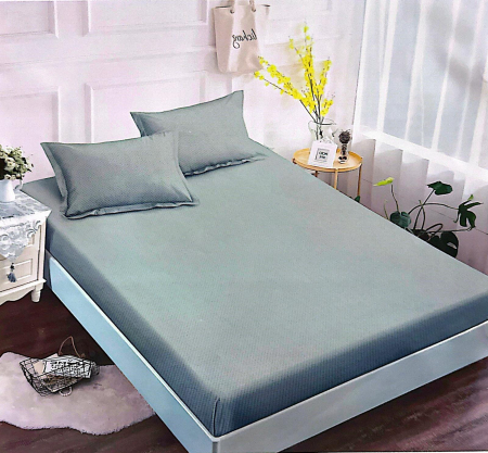 180x200 - Husa de pat cu elastic din Bumbac Finet + 2 Fete de Perna