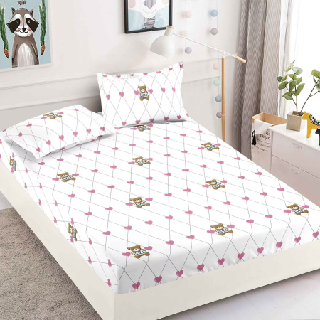 180x200 - Husa de pat cu elastic din Bumbac Finet + 2 Fete de Perna