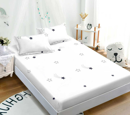 Huse De Pat Bumbac Tip Finet - Husa de pat cu elastic din Bumbac Finet + 2 Fete de Perna