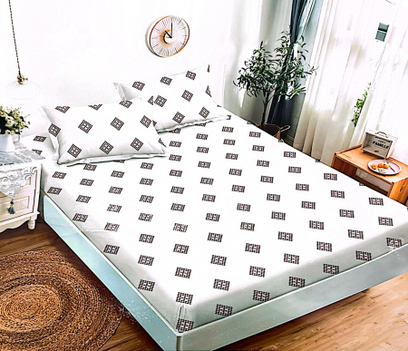 Huse De Pat Bumbac Tip Finet - Husa de pat cu elastic din Bumbac Finet + 2 Fete de Perna