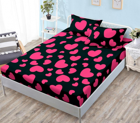 OFERTE SPECIALE - Husa de pat cu elastic din Bumbac Finet + 2 Fete de Perna