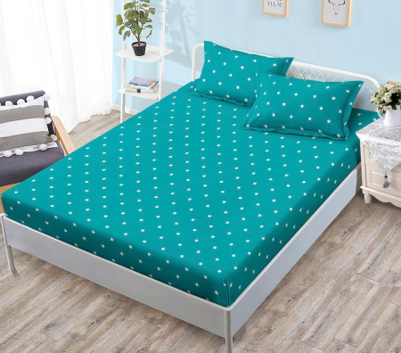 OFERTE SPECIALE - Husa de pat cu elastic din Bumbac Finet + 2 Fete de Perna
