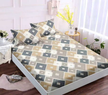 180x200 - Husa de pat cu elastic din Bumbac Finet + 2 Fete de Perna