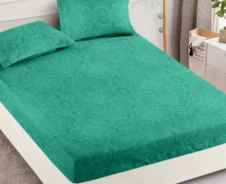 Husa de Pat cu Elastic Bumbac Finet, 180x200 cm, cu 2 Fete de Perna - Turcoaz [1]