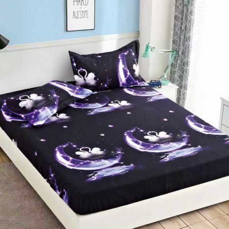 180x200 - Husa de pat cu elastic din Bumbac Finet + 2 Fete de Perna