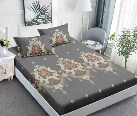 180x200 - Husa de pat cu elastic din Bumbac Finet + 2 Fete de Perna