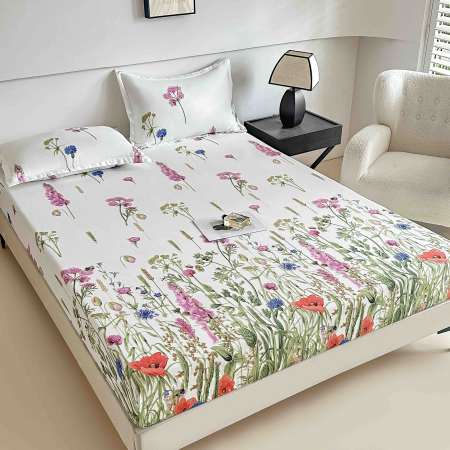 180x200 - Husa de pat cu elastic din Bumbac Finet + 2 Fete de Perna